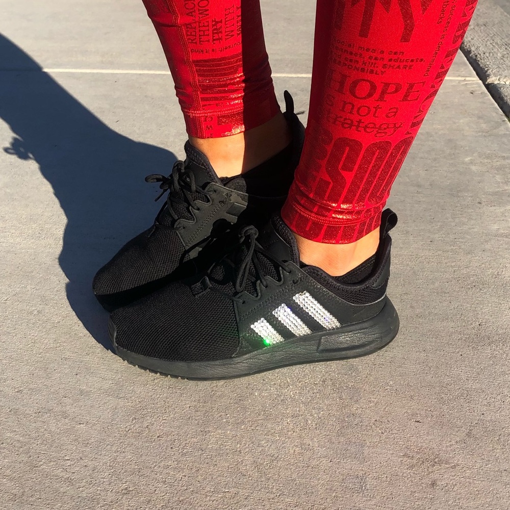 Hand crystaled adidas sneakers